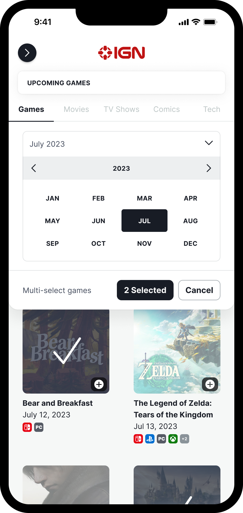 New design of the Calendar multi-select option