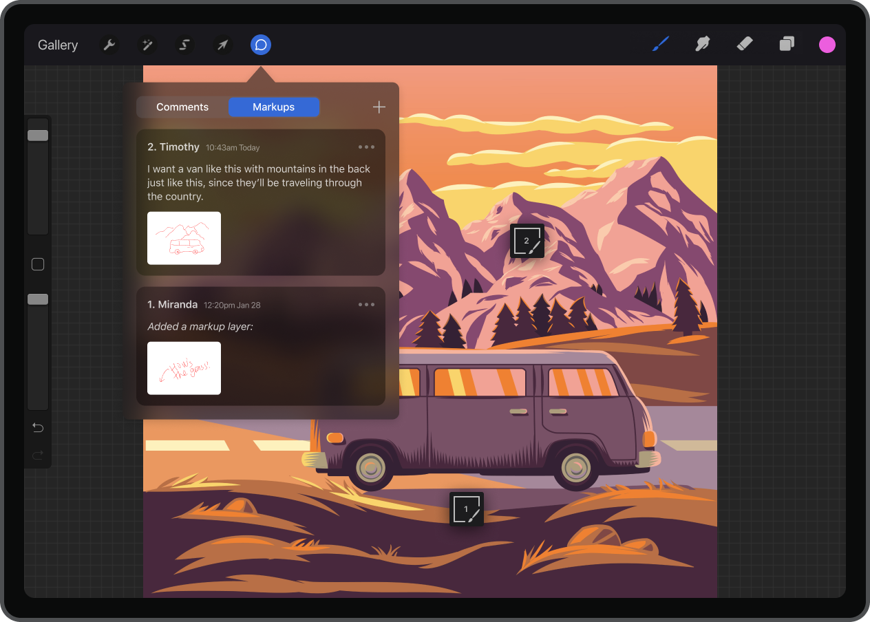 Procreate Splash - Markups example with truck